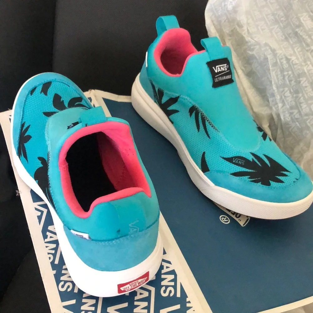 Vans Vault OG UltraRange Sock LX California Leaf BlackTeal Pink White Men's 9.5 - Picture 2 of 2